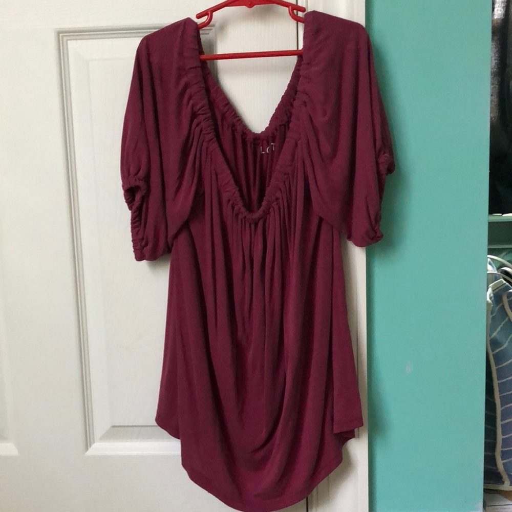 Burgundy off the shoulder shirt